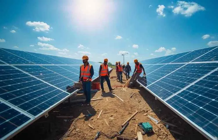 Smart sustainable infrastructure in Noida with integrated renewable energy networks.