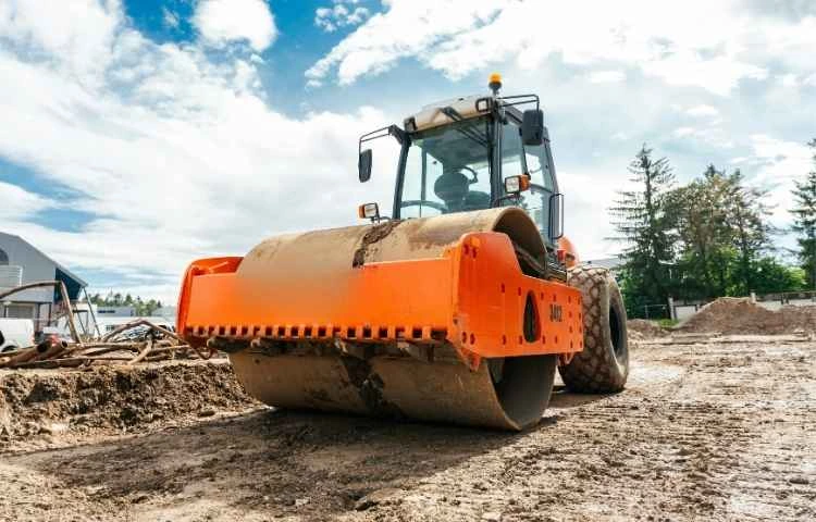 Modern road construction machinery for building and site preparation in Rajasthan.